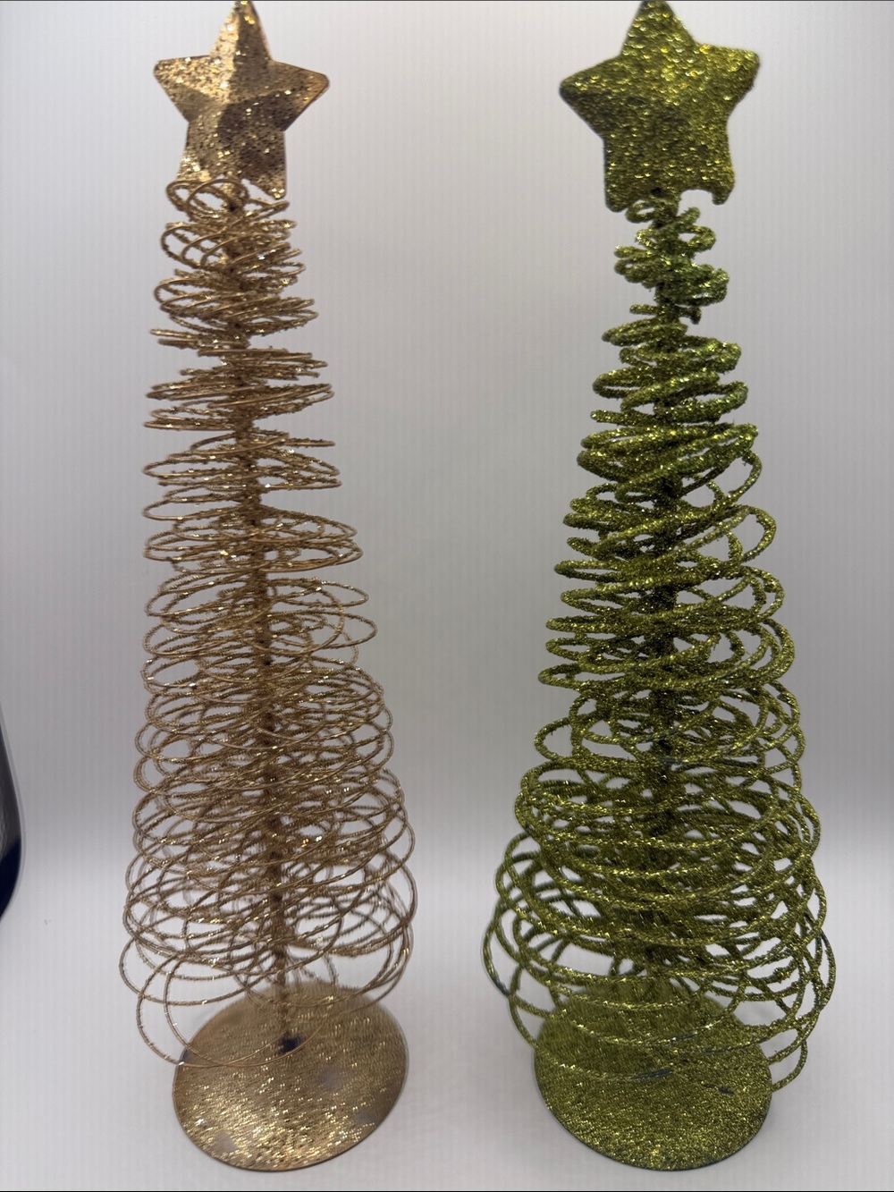 Glitter Wire Spiral Tabletop Holiday Tree -Gold and Green